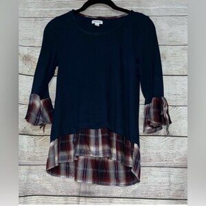 🤎3/$10 Westport Navy & Plaid Blouse XS